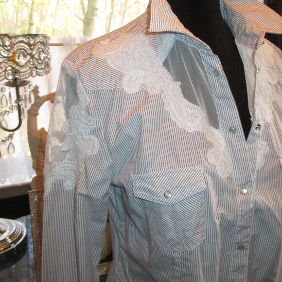 Guess Lace & Mesh Shirt - Picture 9 of 12